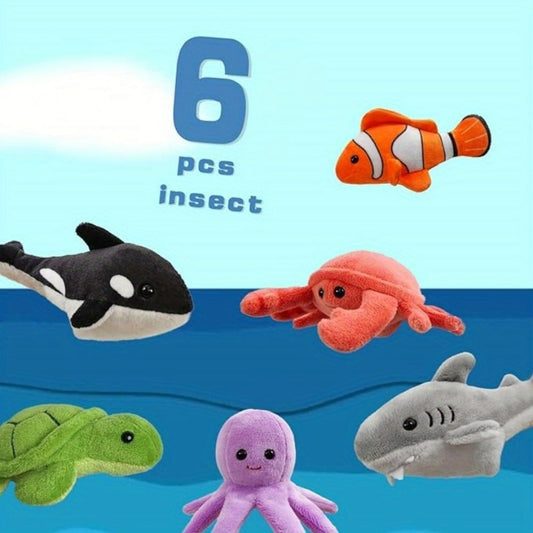 Sea Animal Finger Puppets Set 6pcs for Kids – Realistic Ocean Creature Hand Puppets for Storytelling, Role Play & Imaginative Play | Toddler & Preschool Toy | Birthday & Easter Gift