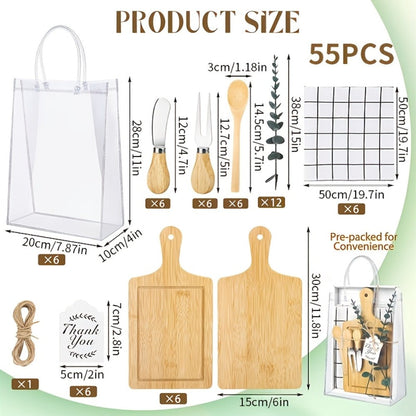 Pizza Board Gift Set with Knives Spoons Gift Bag and Kitchen Towel - Charcuterie Cheese Board Set for Bridal Shower Party Favor, Christmas Holiday Gift for Her Him, Wedding Shower Game Prize