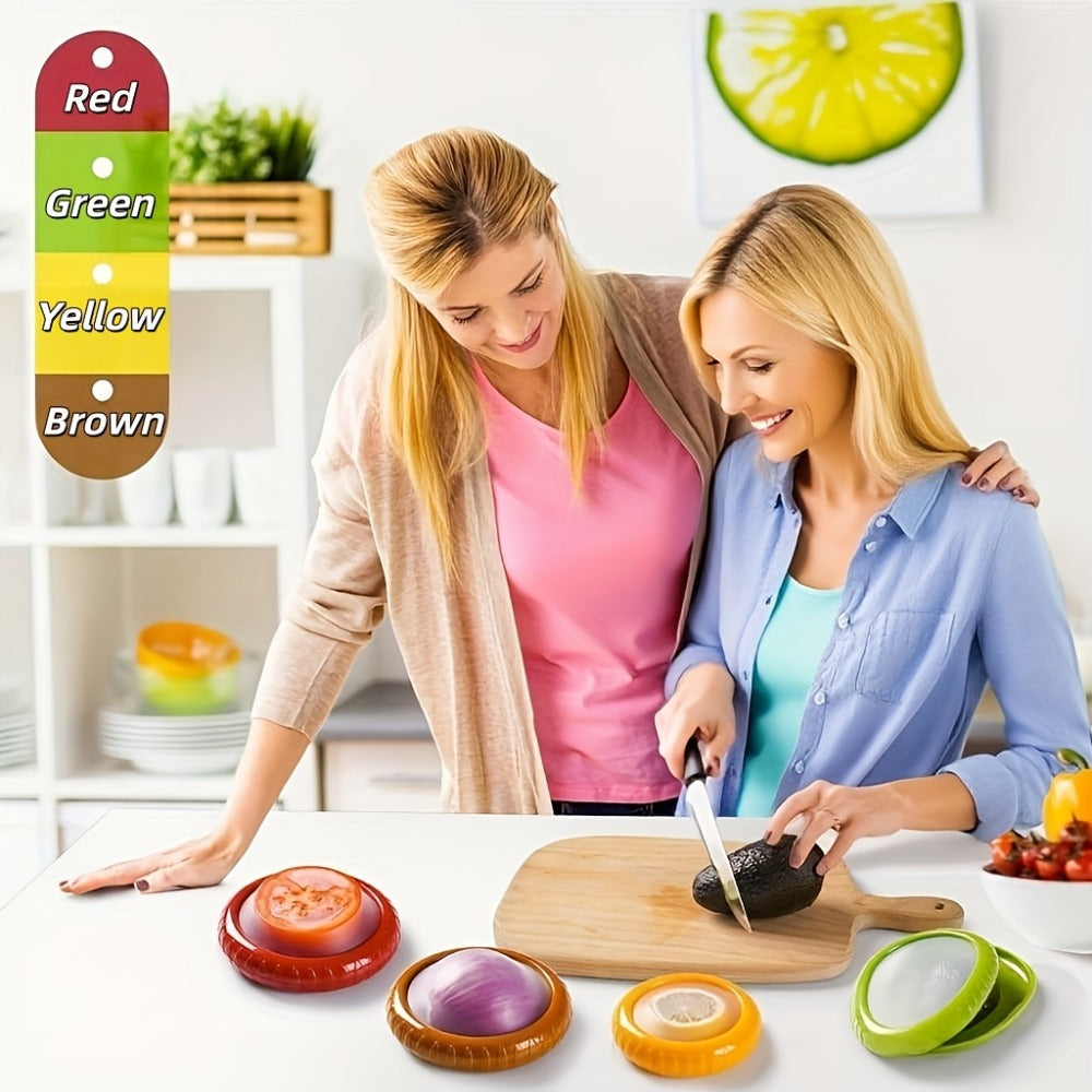 Food Storage Containers Six- or Eight-Piece Silicone Produce Saver Set for Refrigerator and Dishwasher Use