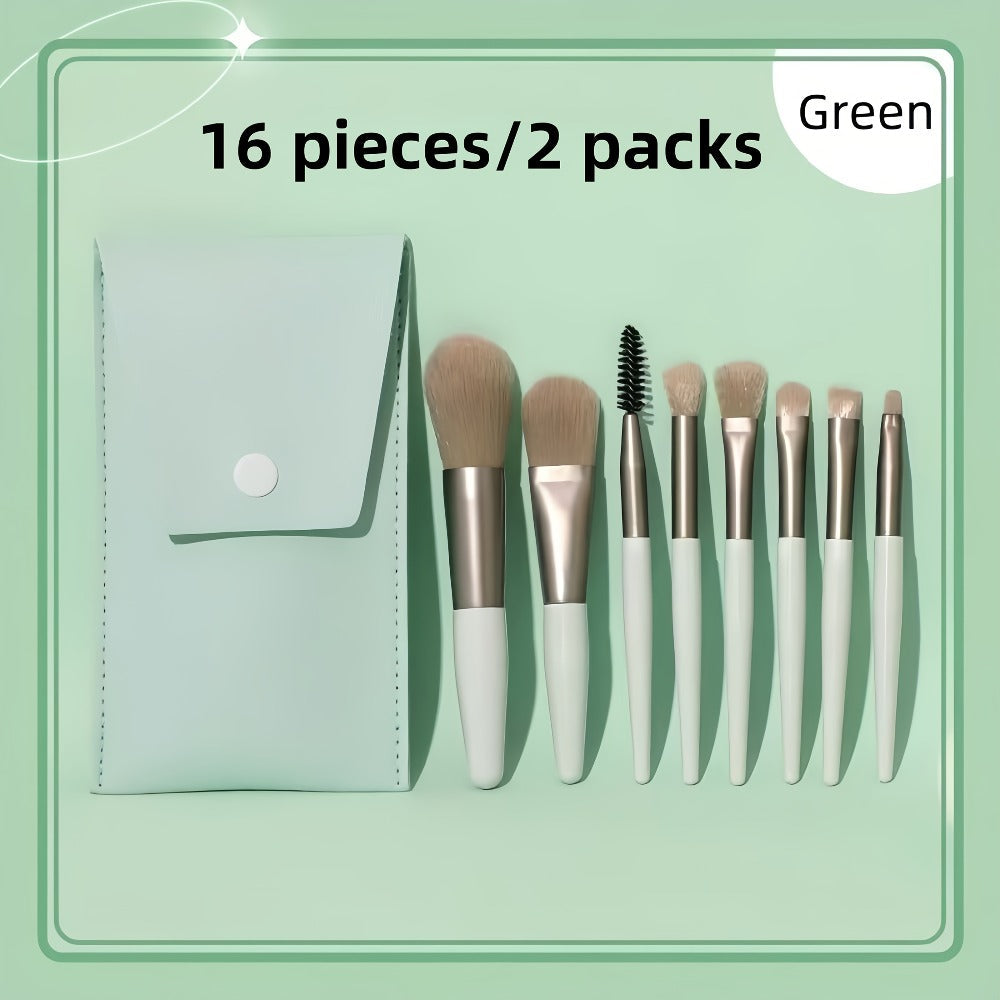 Makeup Brush Set, 16pcs Complete Face Brush Kit Blush Powder Eyeshadow Contour Brow & Lip Brushes