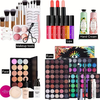 Makeup Kit with Foundation Blush Eyeshadow Palette Mascara and Brush for Women Beginners Gift
