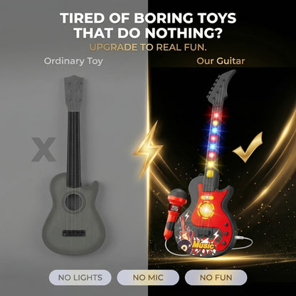 Kids Electric Guitar Toy with Microphone, Lights & Sounds – Musical Instrument Toy for Toddlers Ages 3-8, Birthday Gift for Boys & Girls