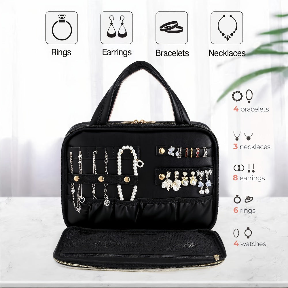 Hanging Travel Toiletry Bag Large Capacity for Full-Size Products Waterproof Cosmetic Organizer with Hook — Bathroom Makeup Travel Bag for Women Pink Beige Black