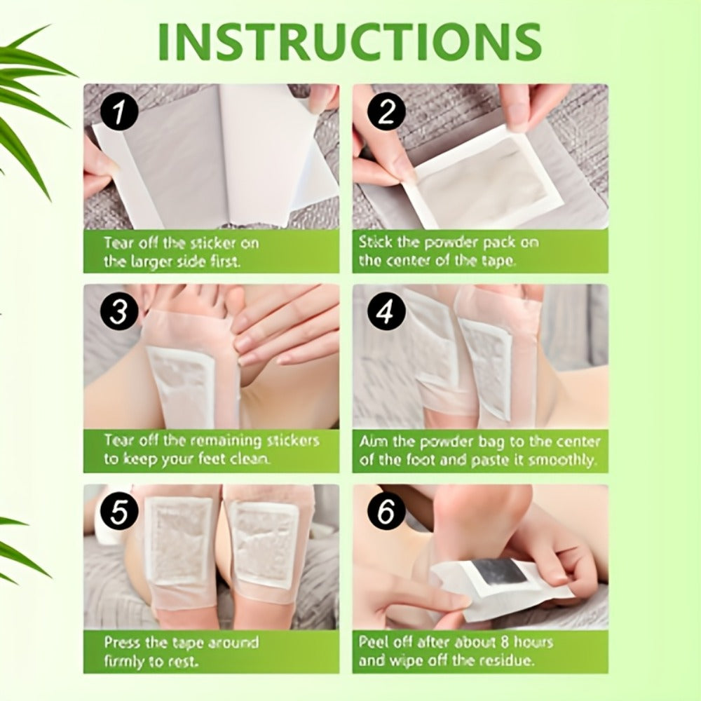 Foot Detox Patches Bamboo Charcoal & Ginger 50pcs 5 Bags — Deep Cleansing Overnight Foot Pads for Toxin Removal, Relaxation & Circulation Support, Self-Care Gift for Women Men & Parents