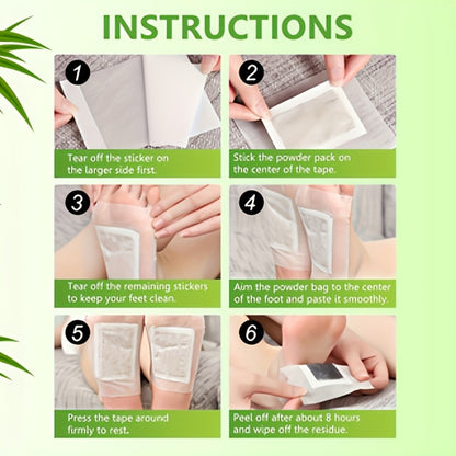 Foot Detox Patches Bamboo Charcoal & Ginger 50pcs 5 Bags — Deep Cleansing Overnight Foot Pads for Toxin Removal, Relaxation & Circulation Support, Self-Care Gift for Women Men & Parents
