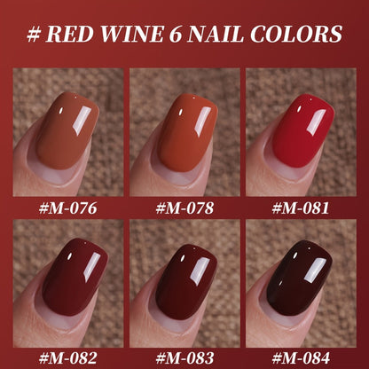 Gel Nail Polish Set with XEIJAYI Label, 6 Nude Pink Jelly Colors in Shades 76, 78 and 81 to 84