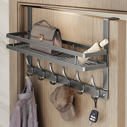 Metal Over-Door Hook Rack with Five, Six or Eight Hooks for Clothes, Bags, Keys or Towels for Home and Everyday Use