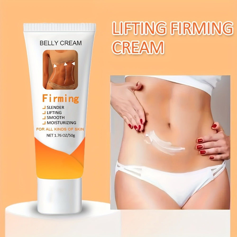Body Moisturizer 50g Belly Cream in Squeeze Tube with White Cream Texture for Abdomen, Buttocks and Thigh Massage
