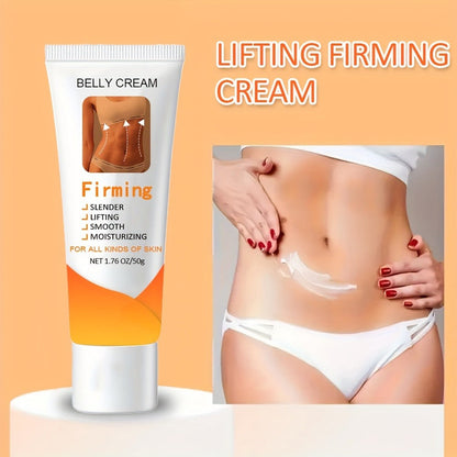 Body Moisturizer 50g Belly Cream in Squeeze Tube with White Cream Texture for Abdomen, Buttocks and Thigh Massage