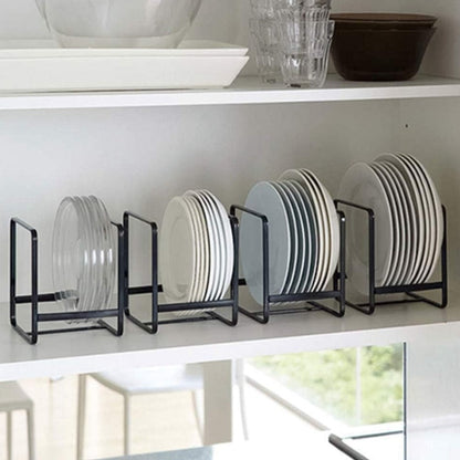Dish Rack Set Kitchen Organizer 4-Piece Stainless Steel Plate and Bowl Holders in Black Finish