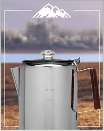 304 Stainless Steel Stovetop Moka Pot Coffee Maker 9 Cup - No Electricity Needed, Works on Gas Stove