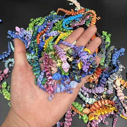 Mini Gecko Figurine Set with 101 Mixed-Color 3D-Printed Lizard Shapes, Each Approximately 3.62 Inches Long