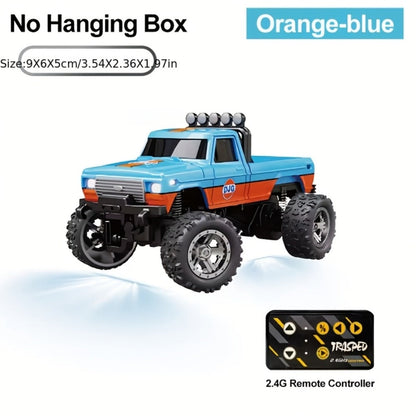 Remote Control Car, 1:64 Scale Alloy Mini Off-Road Truck with 2.4GHz Control, Shock Suspension, Running Lights and Five Colors
