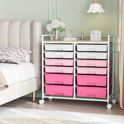 12-Drawer Rolling Storage Cart with Locking Wheels and 360° Swivel detail image - detail view 10