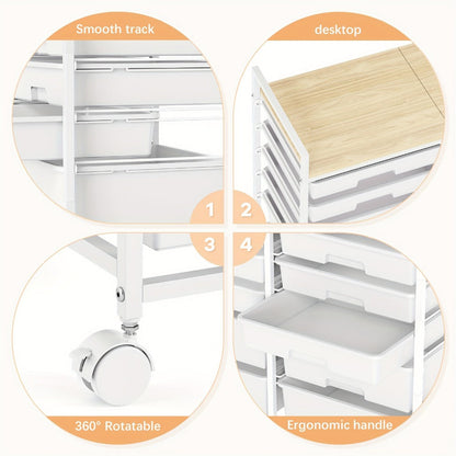 12-Drawer Rolling Storage Cart with Locking Wheels and 360° Swivel detail image - detail view 6