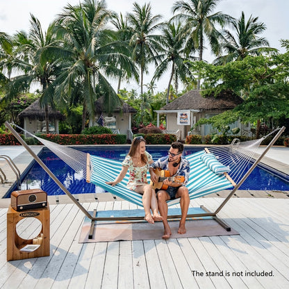 12-Foot Fabric Hammock with Detachable Pillow and Spreader Bar for Patio detail image - detail view 13