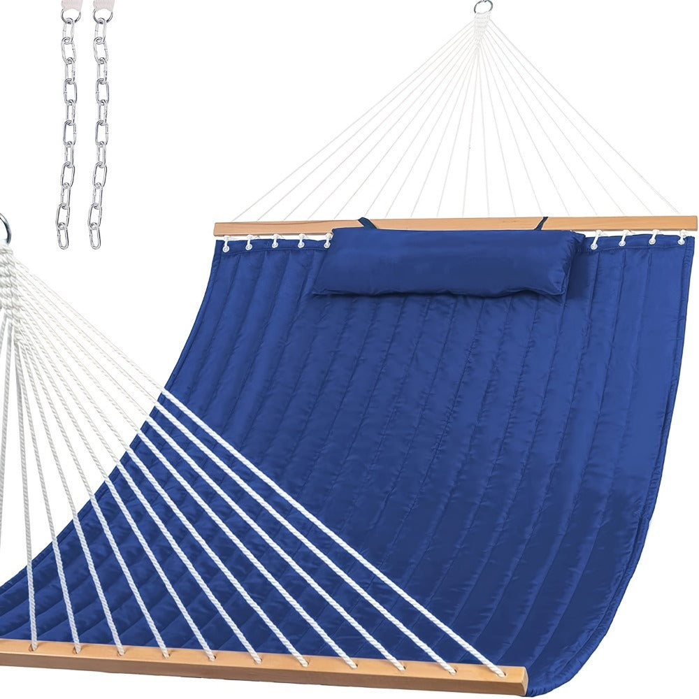 12-Foot Fabric Hammock with Detachable Pillow and Spreader Bar for Patio detail image - detail view 14