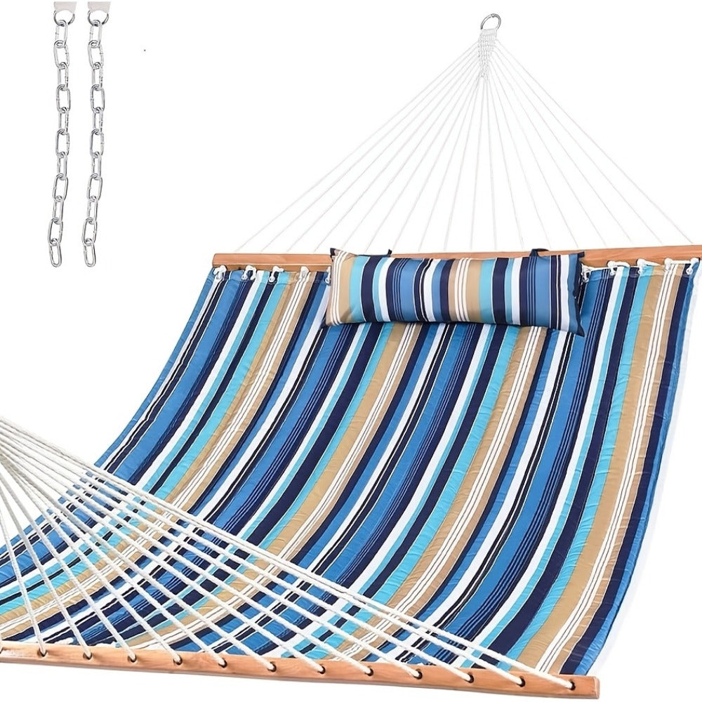 12-Foot Fabric Hammock with Detachable Pillow and Spreader Bar for Patio detail image - detail view 8