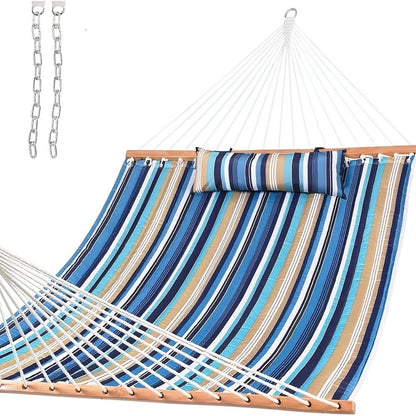 12-Foot Fabric Hammock with Detachable Pillow and Spreader Bar for Patio detail image - detail view 8