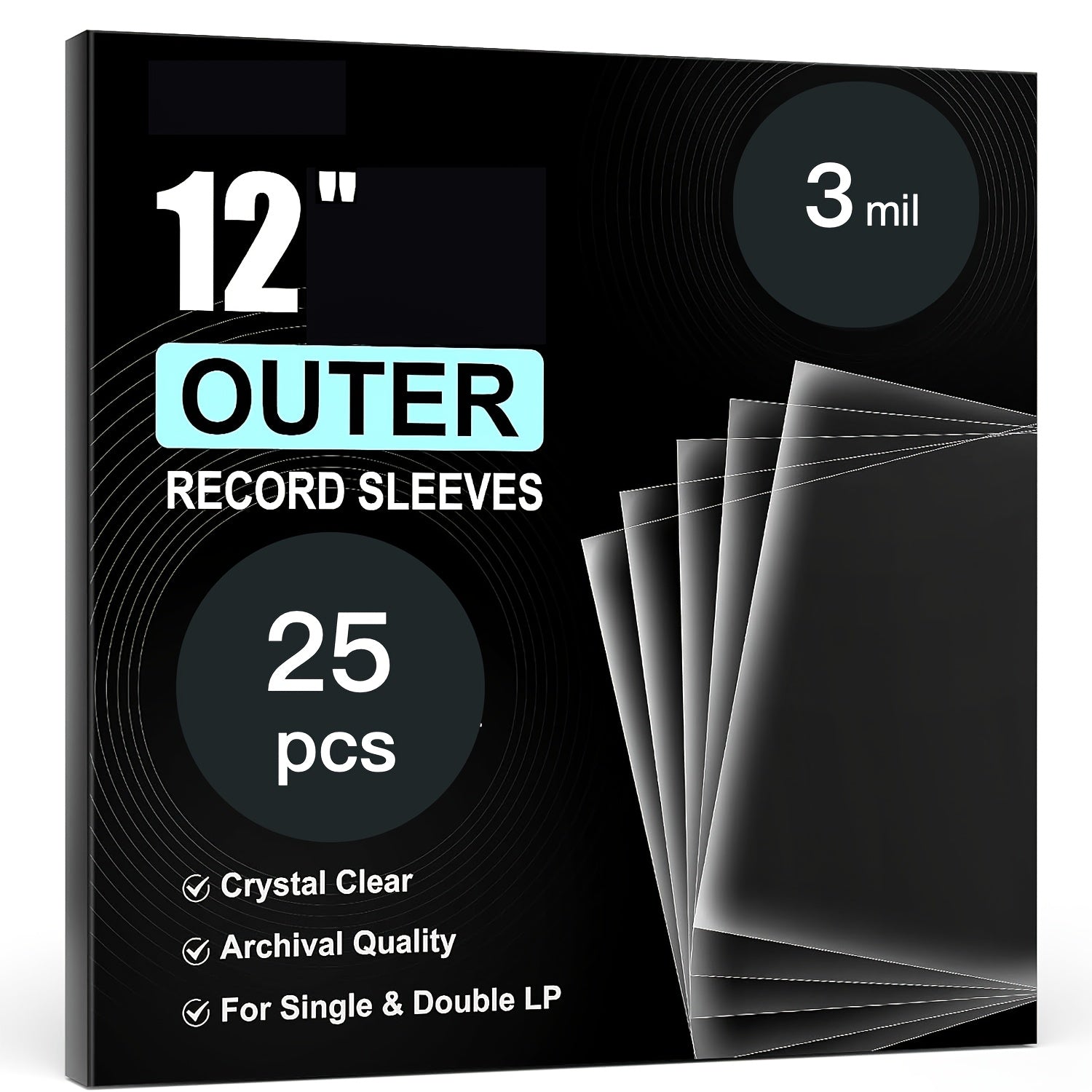 Vinyl Record Sleeves shown in the 25pcs option