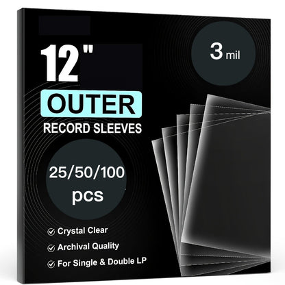 Vinyl Record Sleeves, Vinyl Record Outer Sleeves 12 Inch LP Crystal Clear Archival-Grade 3 shown in the main product view