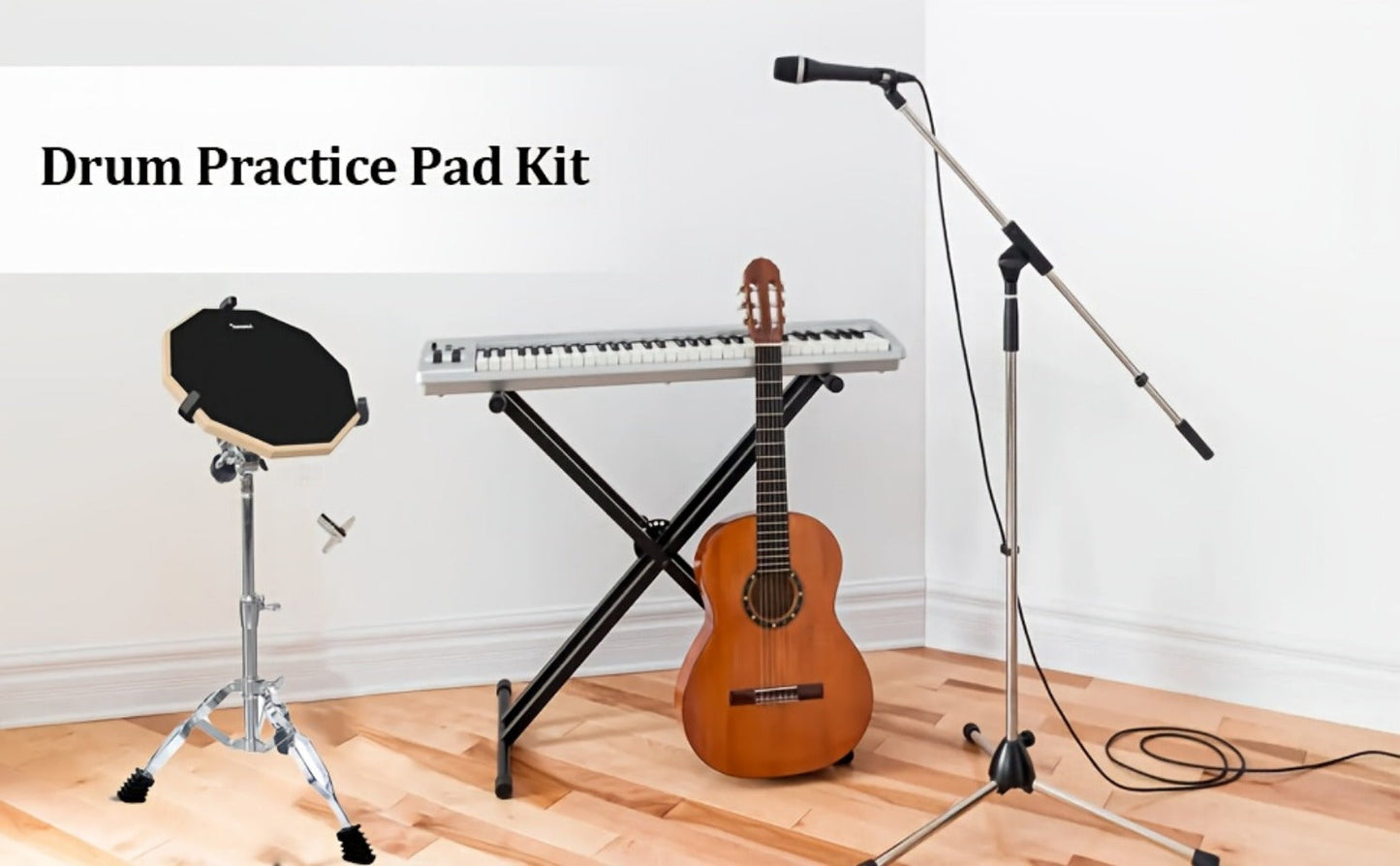 12-Inch Drum Practice Pad Set with Adjustable Snare Stand, Sticks and Bag detail image - detail view 11