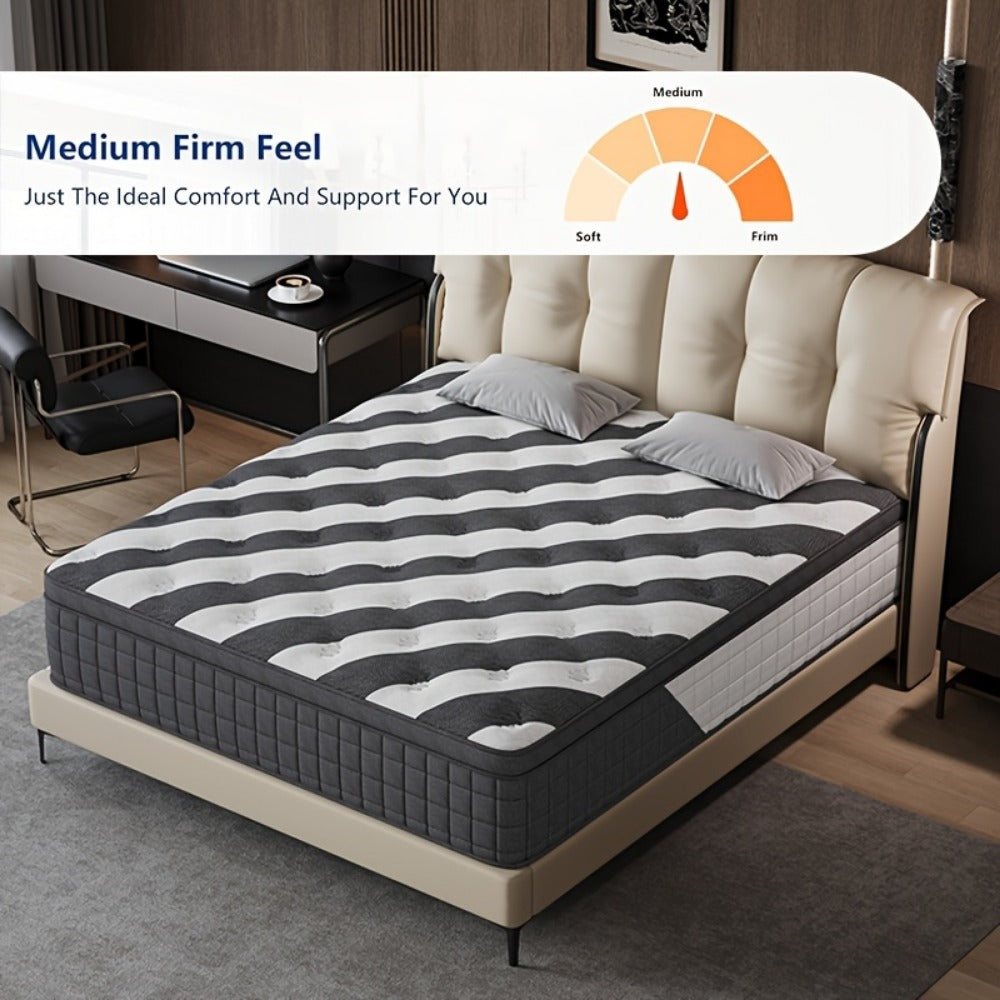 Mattress, Hybrid 10 12 Inch Gel Memory Foam Spring Medium Firm Back Pain Relief Lumbar shown in the main product view