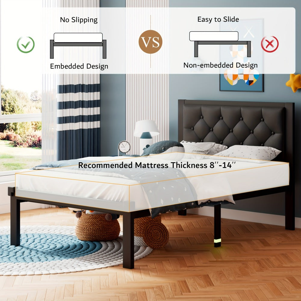 12-Inch Metal Bed Frame with No Box Spring Needed and Tool-Free Assembly detail image - detail view 11