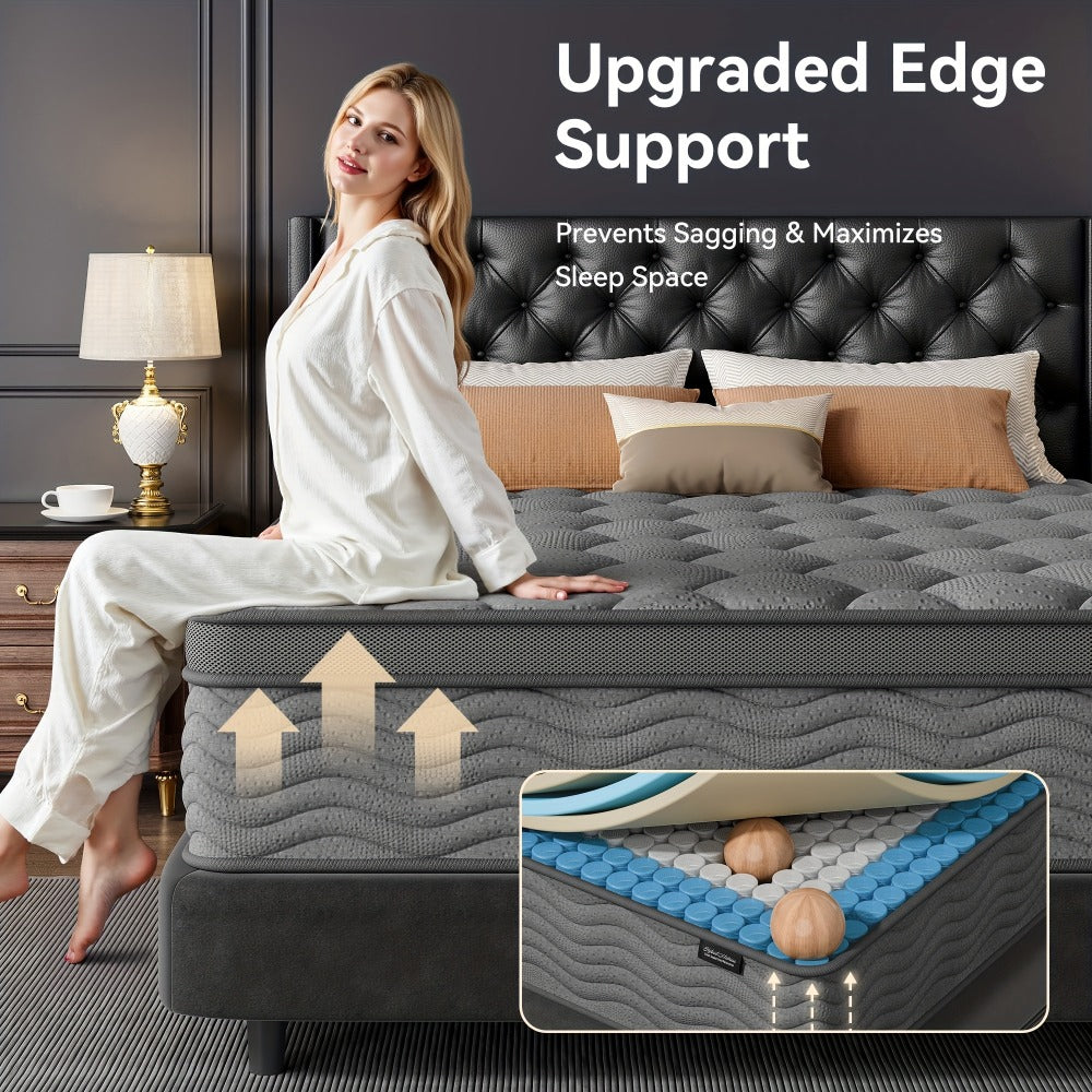 12-Inch Twin Mattress with Pocket Springs, Medium-Firm Bed Mattress for Bedroom detail image - detail view 8
