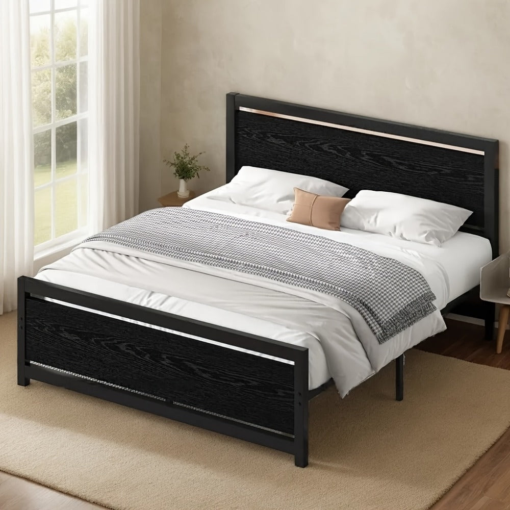 12-Inch Wood Bed Frame with No Box Spring Needed, Mattress Support Frame for Bedroom detail image - detail view 16