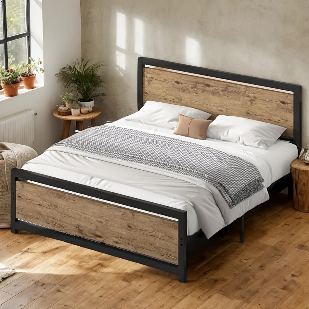12-Inch Wood Bed Frame with No Box Spring Needed, Mattress Support Frame for Bedroom detail image - detail view 22
