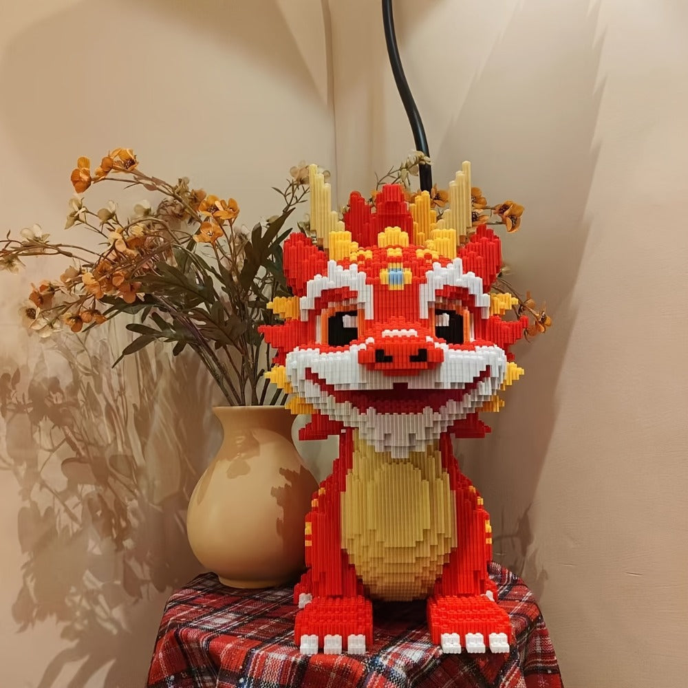 4500-Piece Chinese Dragon 3D Assembly Set in Mixed Colors, Model 8843 for Adult Holiday Display Decor