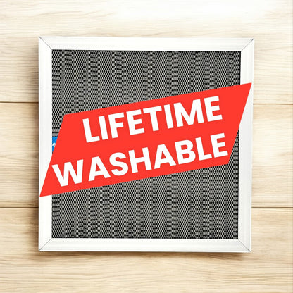 Washable 1-Inch HVAC Air Filter with Aluminum Frame in 14 Nominal Size Options from 12 x 12 to 20 x 30 Inches