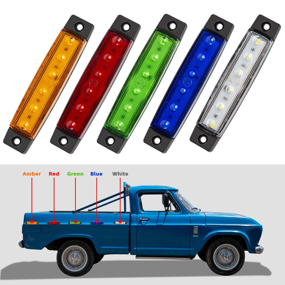 LED Side Marker Lights 20pcs 12V – 3.8" 6-LED Front Rear Indicator Lamps for Truck Trailer Lorry Bus Car | 10 Red & 10 Amber | High Brightness Durable Casing