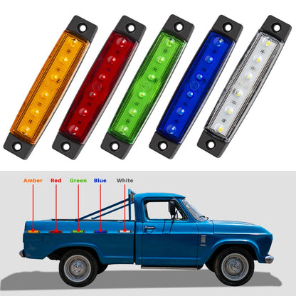 LED Side Marker Lights 20pcs 12V – 3.8" 6-LED Front Rear Indicator Lamps for Truck Trailer Lorry Bus Car | 10 Red & 10 Amber | High Brightness Durable Casing