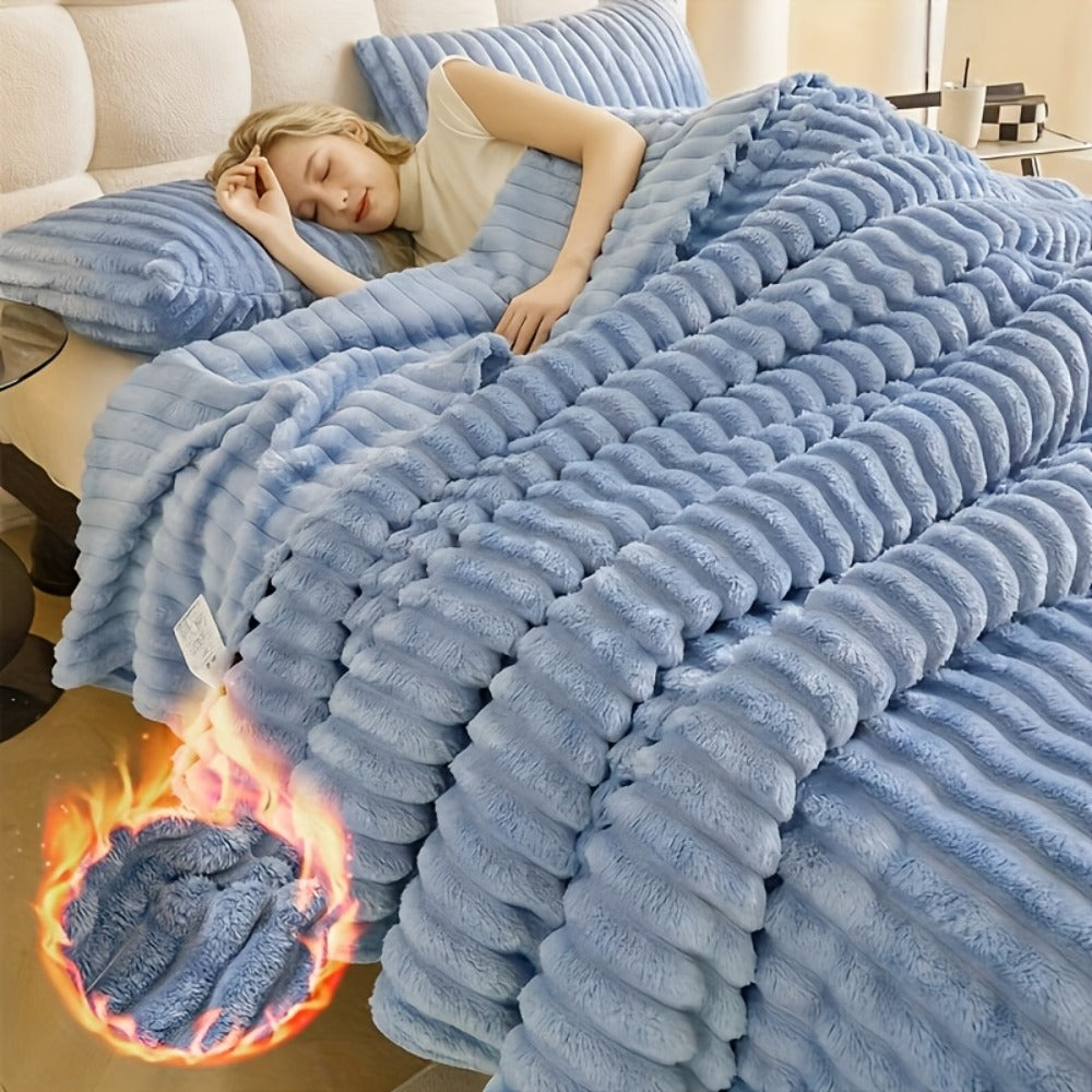 Reversible Faux Rabbit Hair Blanket in Four Colors and Five Sizes from 39 x 60 to 108 x 90 Inches