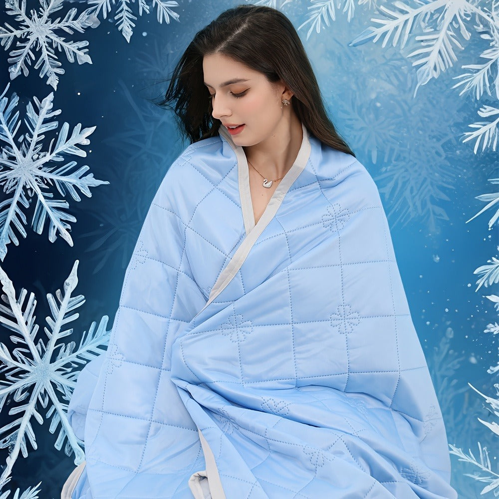 Cooling Blanket for Hot Sleepers – Lightweight Knit Acrylic Throw Blanket, Breathable Air-Cooled Comforter for Summer, Soft Moisture-Wicking Blanket in Throw Twin XL Queen King, Sky Blue Grey Lake Blue Light Green Purple