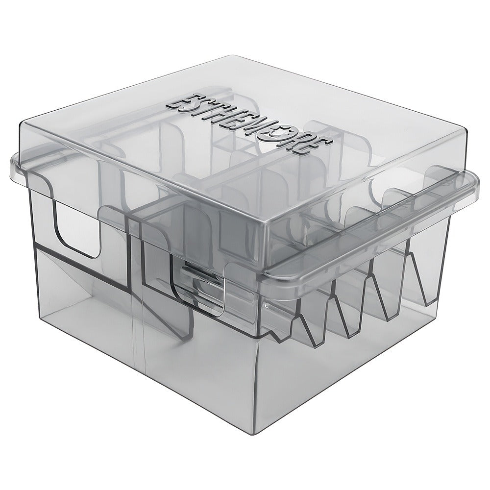 Clear 8-Slot Barber Tool Organizer Box with Lid for Clipper Guards, Combs and Grooming Accessories