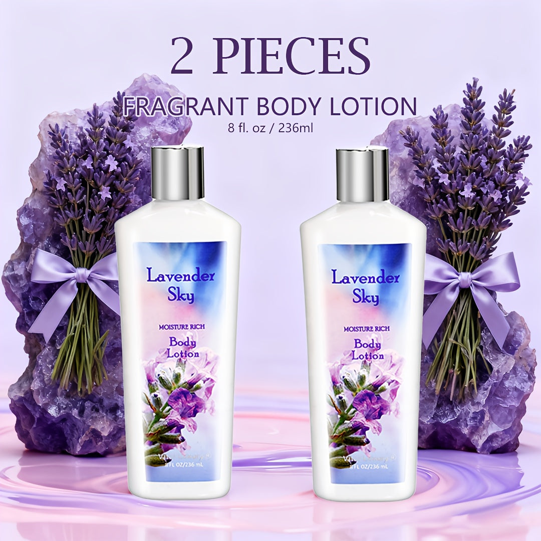 Moisturizing Body Lotion 2 Pack Floral Scents - Vitamin C Glycerin Hydrating Skin Lotion for Dry Sensitive Skin Lavender Sweet Bloom Coconut Lime Radiant Smooth Skin Women Daily Body Care