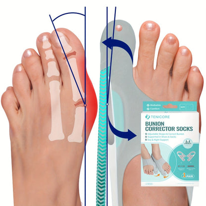 Four-Point Big Toe Separator Sleeve Pair in Medium or Large with Heel Strap and Open-Toe Design