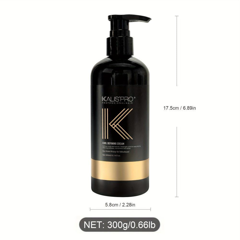 Curl Defining Cream with Detangling Brush Set 10.14 oz — Anti-Frizz Curl Enhancer, Long-Lasting Bouncy Curls, Non-Sticky Lightweight Hold, Salon Quality for Curly Wavy & Coily Hair, Women & Men