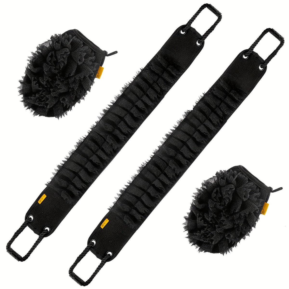 Exfoliating Back Scrubber Set with Bath Glove - 36" Dual-Sided Body Scrub Towel, Non-Slip Handles
