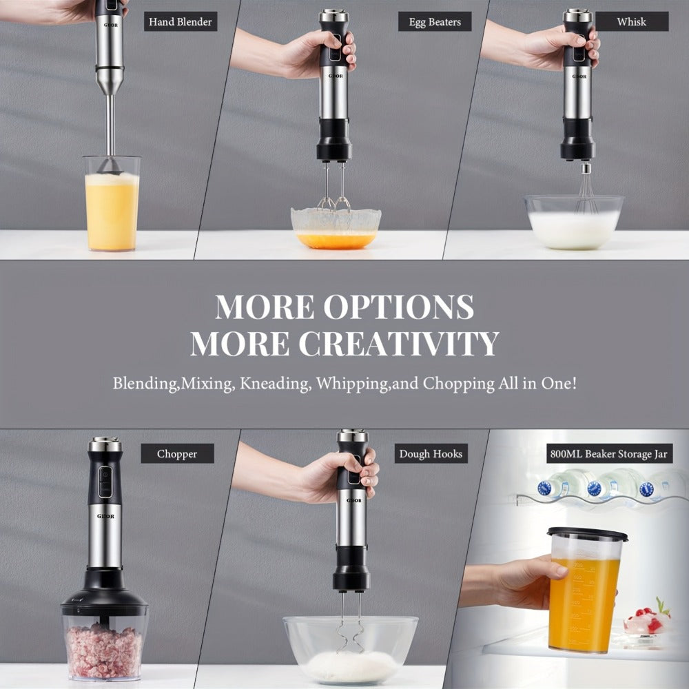 Display-Control Immersion Blender Set with 20 Speeds, Turbo Mode and Six- or Seven-Piece Options