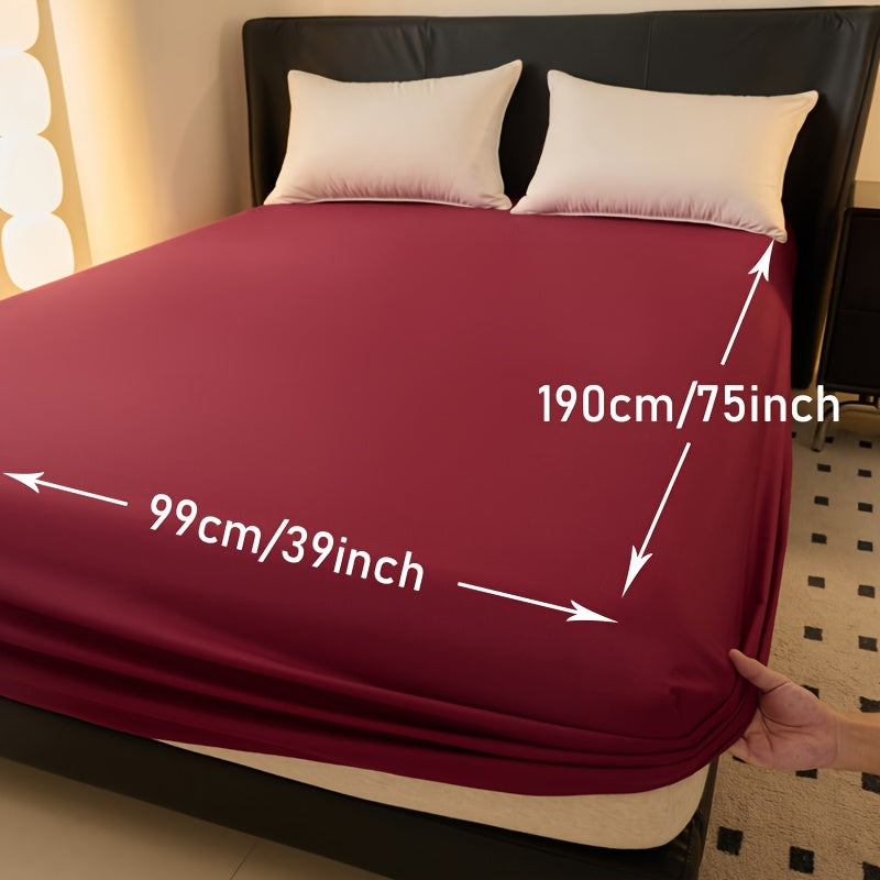 Waterproof Solid-Color Fitted Sheet with 11.8-Inch Pocket, Six Colors and Twin to King Sizes