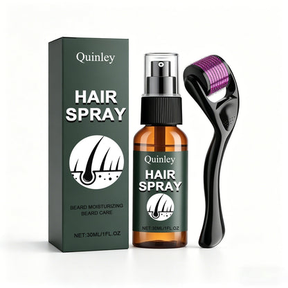 Beard Growth Spray Kit for Men 30ml Ginseng Ginger Extract Beard Moisturizer with 0.25mm Microneedle Derma Roller for Fuller Thicker Healthier Beard Care Grooming Gift for Dad Husband