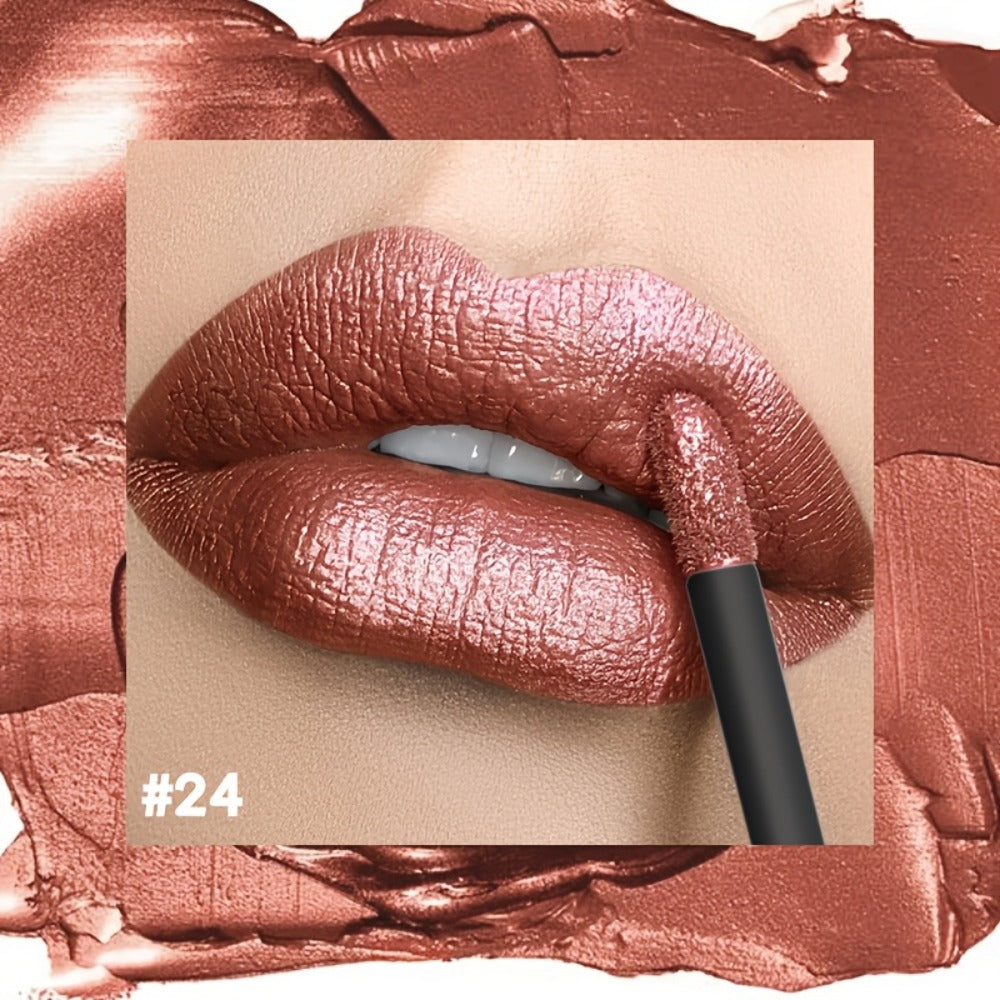 Metallic Shimmer Lip Gloss with Wand Applicator and Eleven Numbered Shade Options from 13 to 24