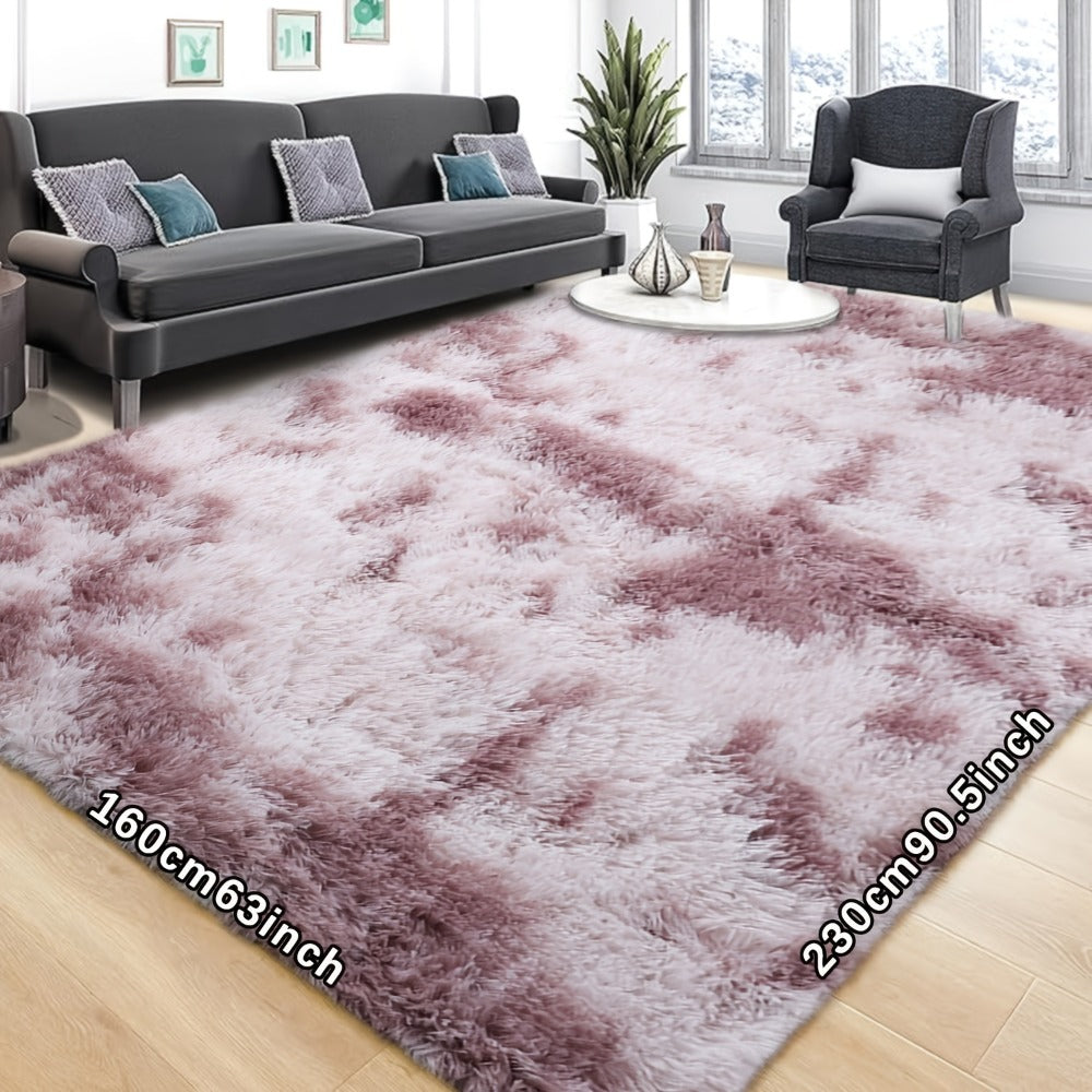 Tie-Dye Plush Area Rug in Light Gray, Dark Gray, Light Pink or Black, 63 by 90 Inch Floor Mat
