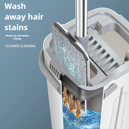 Flat Mop and Bucket Set with 6 Replacement Cloths, 49-Inch Handle and Separate Wash-Dry Chambers