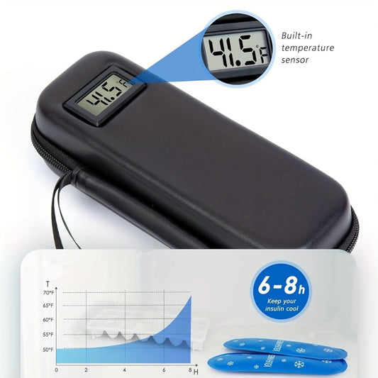 Insulin Cooler Travel Case with Temperature Display – Portable Diabetic Medication Bag with 2 TSA Approved Ice Packs for Insulin Pens, Vials & Diabetic Supplies, Keeps Insulin Cold Up to 12 Hours
