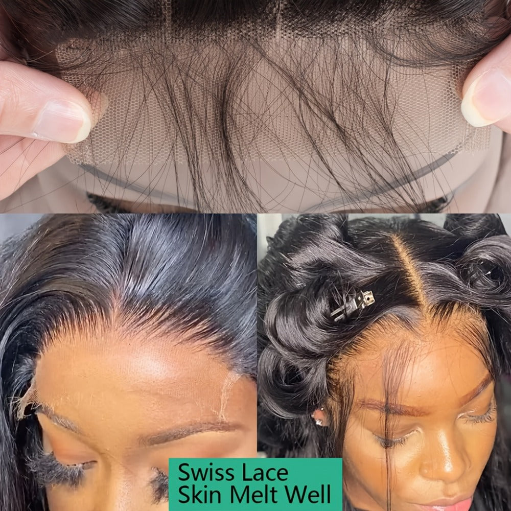 Lace Front Wig Straight Human Hair, 8-38 Inch Natural Color with 13x4 HD Front and 200% Density
